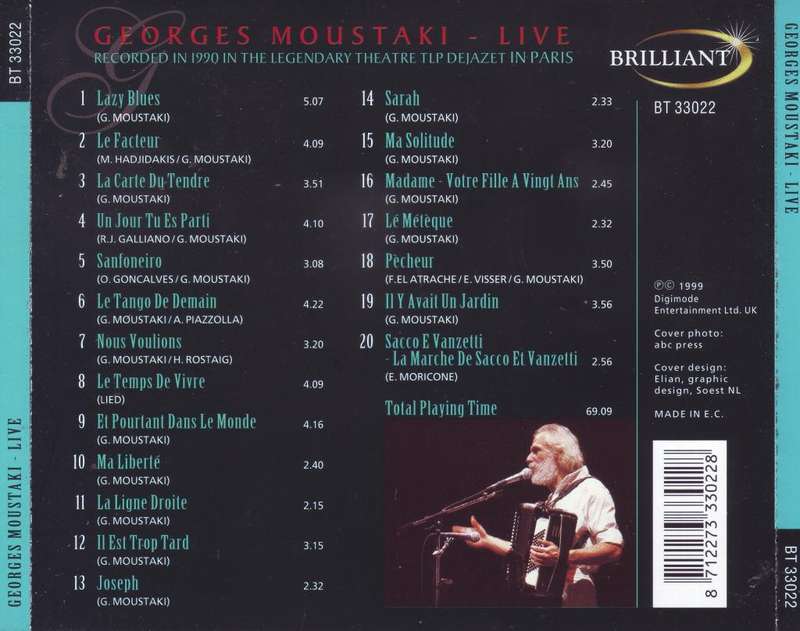 GEORGES MOUSTAKI - Live (CD) BT 33022  NM-