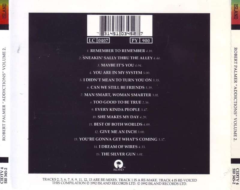 ROBERT PALMER - "Addictions" volume 2 (CD) CIDTV 4 / 510 345-2 VG+