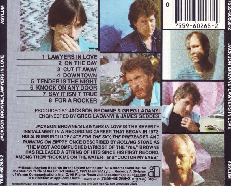 JACKSON BROWNE - Lawyers in love (CD) 7559-60268-2  EX
