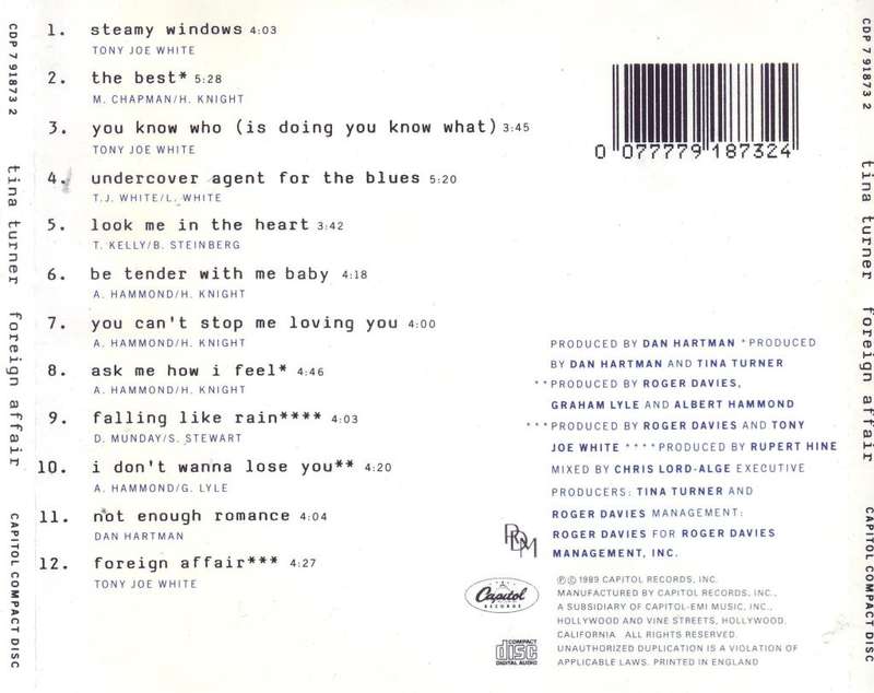 TINA TURNER - Foreign affair (CD) CDP 7 91873 2  NM