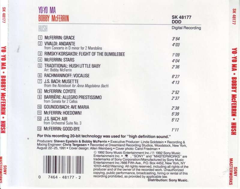 YO-YO MA . BOBBY MCFERRIN - Hush (CD) SK 48177  NM-