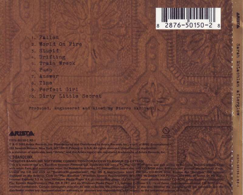 SARAH MCLACHLAN - Afterglow (CD) 82876-50150-2 RE-1 VG to VG+