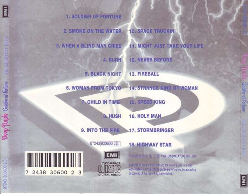 DEEP PURPLE - Soldier Of Fortune: The Greatest Hits (CD) 07243 830600 2 3 EX
