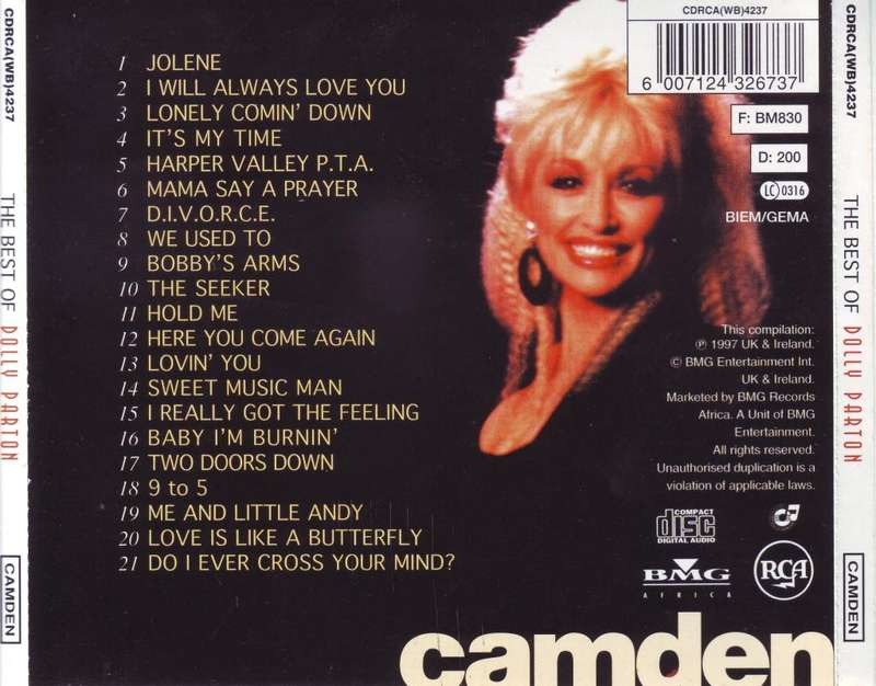 DOLLY PARTON - The Best Of Dolly Parton (CD) CDRCA(WB)4237 NM.