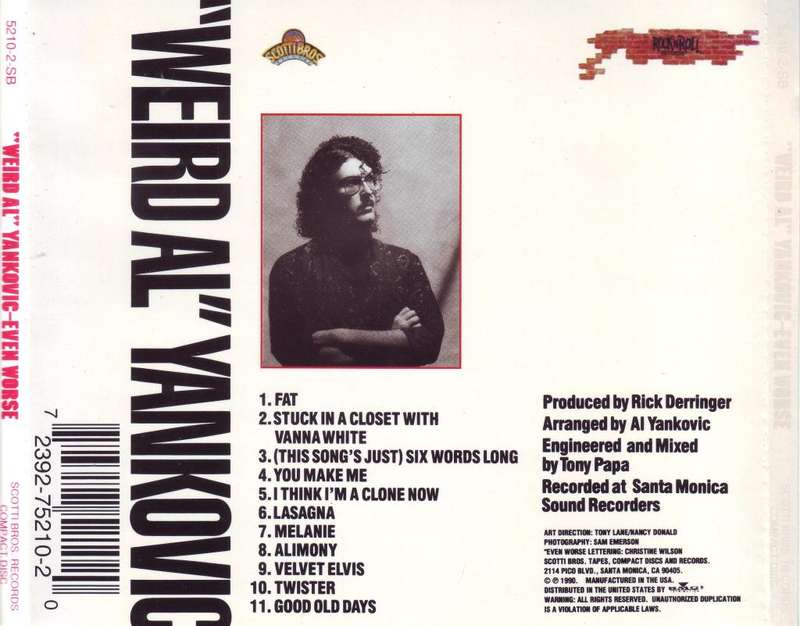 WIERD AL YANKOVIC - Even worse (CD)  5210-2  SB VG+