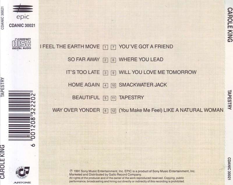 CAROLE KING - Tapestry (CD) CDANIC 30021  VG to VG+