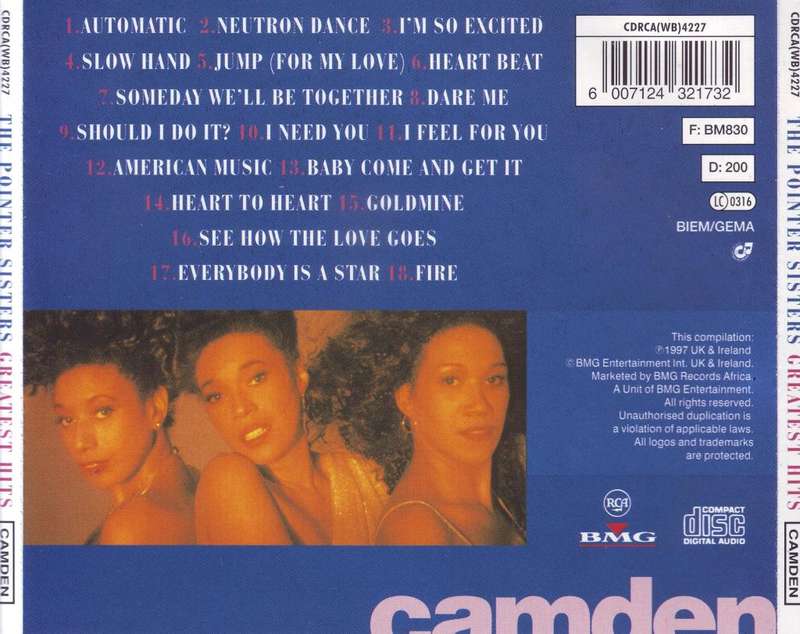 THE POINTER SISTERS - Greatest hits (CD) CDRCA(WB)4227 NM