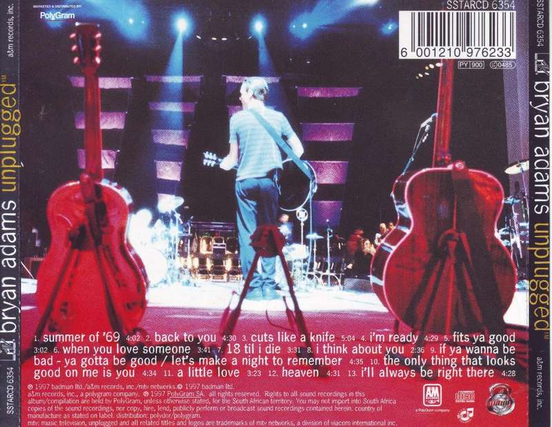 BRYAN ADAMS - Unplugged (CD) SSTARCD 6354 VG