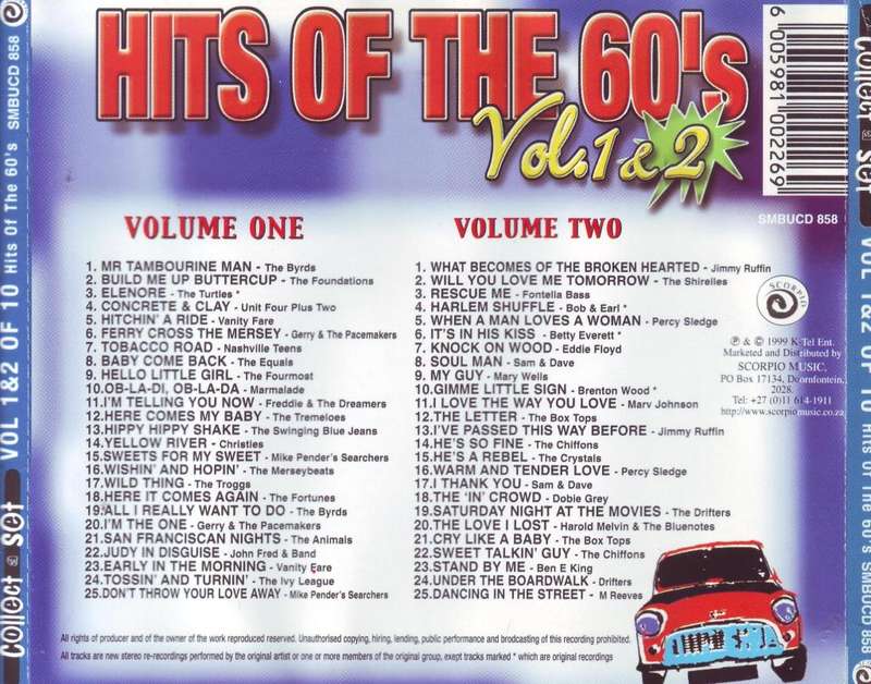 HITS OF THE 60'S - Vol 1 & 2 (double CD) SMBUCD 858 VG+/VG