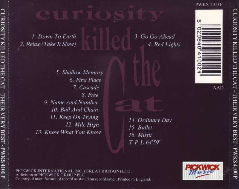 CURIOSITY KILLED THE CAT - Their very best (CD) PWKS 4100 P  EX