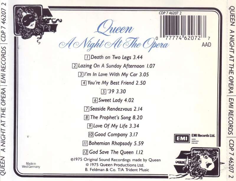 QUEEN  - A night at the opera (CD) CDP 7 46207 2 EX