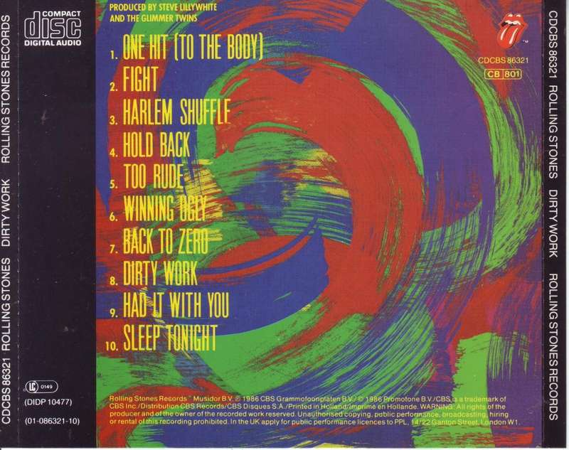 ROLLING STONES - Dirty work (CD) CDCBS 86321 NM