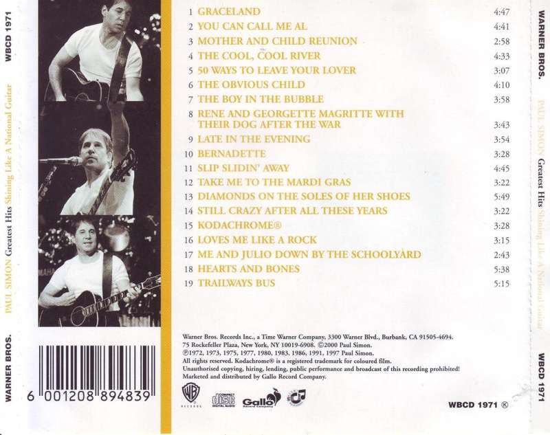 PAUL SIMON - Greatest hits: shining like a national guitar (CD) WBCD 1971  NM