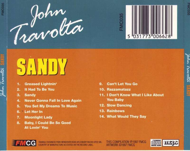 JOHN TRAVOLTA - Sandy (CD) FMC035 VG to VG+