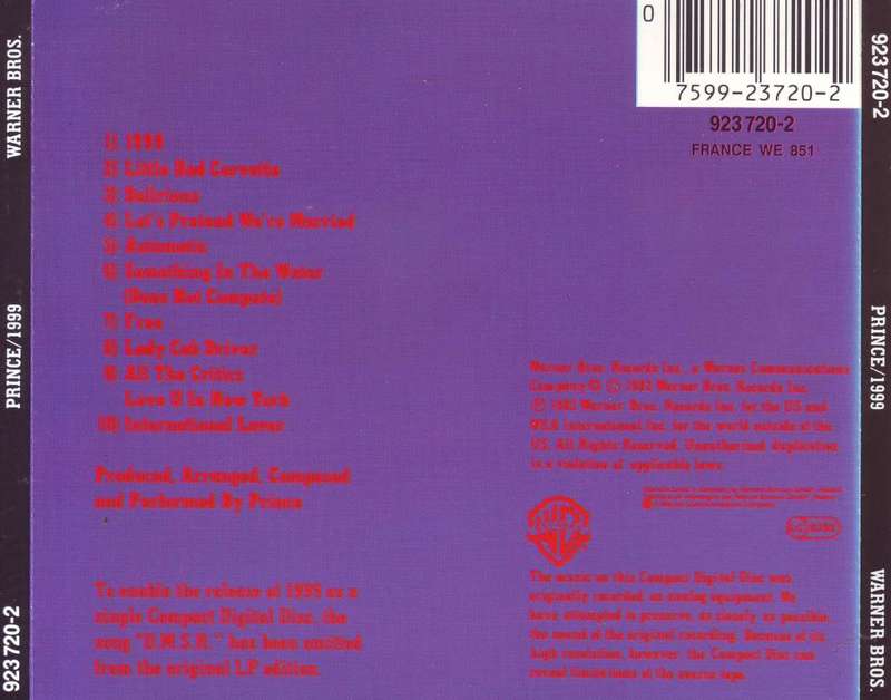 PRINCE - 1999 (CD) 923 720-2  NM