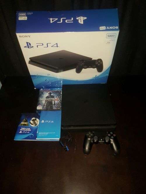 500GB Black Playstation 4 Slim + Uncharted 4 Game