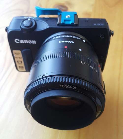 Canon EOS-M with adapter & 50mm f/1.8 lens