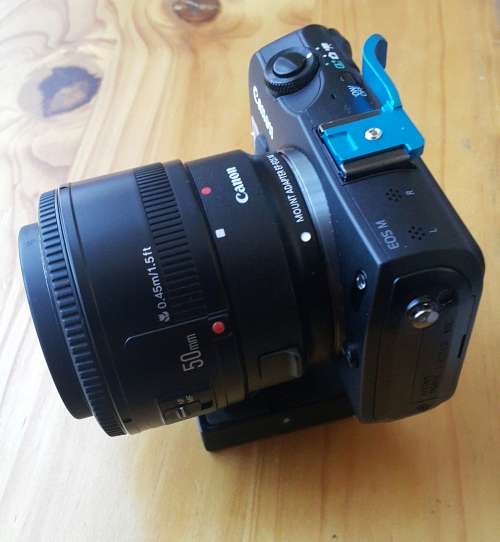 Canon EOS-M with adapter & 50mm f/1.8 lens