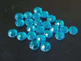 144 Iron on, Hotfix rhinestones diamante diameter 9 mm, blue
