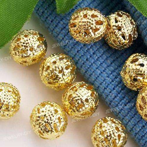 Pack of 5 Gold Round Bead Filigree (4mm)