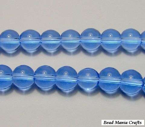 Glass bead round 6mm Lt blue - Pack of 10