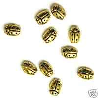 Antique gold Ladybug spacer beads