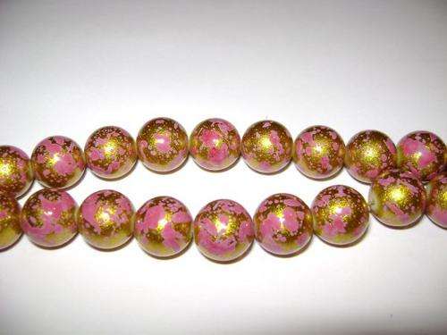Gold Marble Glass Beads (10mm) - Pack of 10