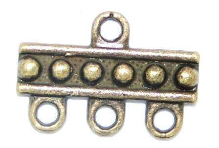 Connector Antique Bronze 3-strand - 2pcs