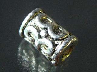Barrel metal bead 8.6mm long-silver