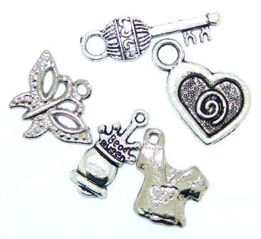 Charm Mix Assorted Antique silver 10 pcs