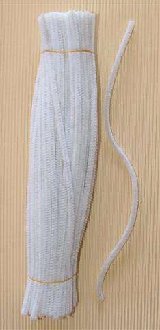 Chenille Sticks, 6mm, White. - Pack of 10
