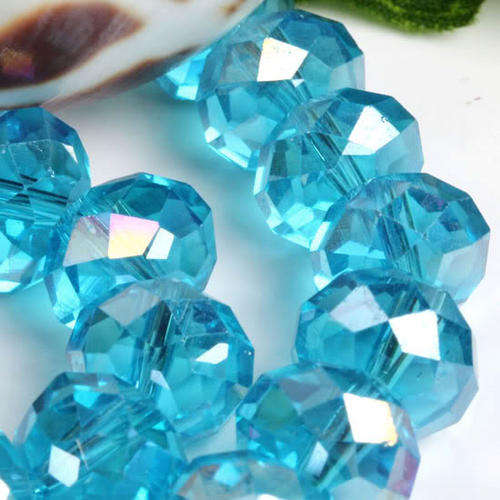 FIREPOLISHED Aqua AB Crystal Facetted Rondelles (4mm)