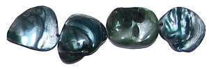 Mother of Pearl Irregular Shape - +/- 18 beads - GREY/BLACK