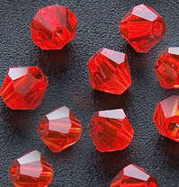 L.Red Faceted Acrylic Bicone - 6mm