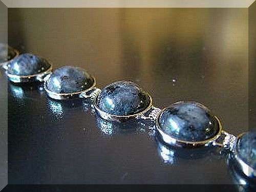 Silver bracelet with seraphinite gemstones, 20cm
