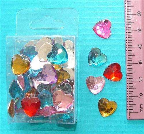 Rhinestones, Hearts - Pack of 10