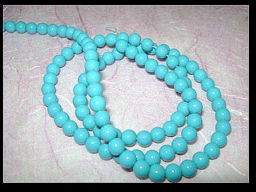 D. Blue Glass Round beads - 4mm