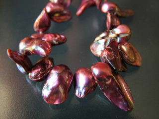 Purple Baroque winged freshwater pearls 9-12mm