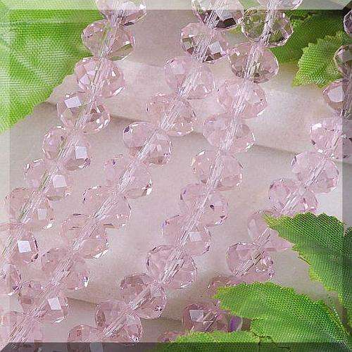 Rose coloured AB facetted roundel glass bead, 40cm string 8mm