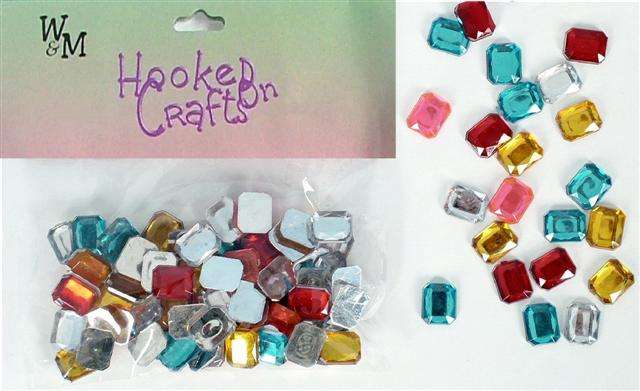 10 x 8mm Quadrate Rhinestones, Assorted Colours. Quan. ± 60