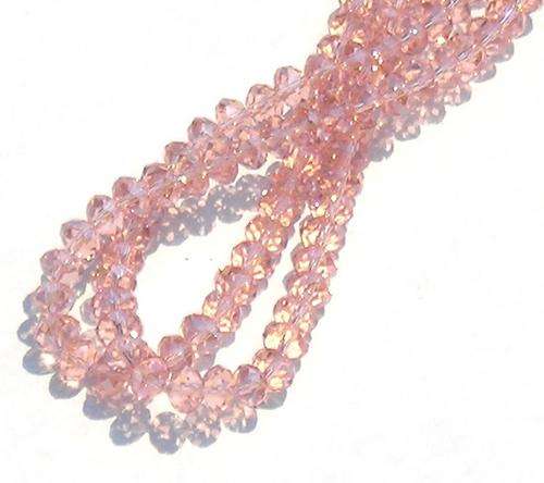 Rose pink AB facetted roundel glass bead, 30cm string - 4mm