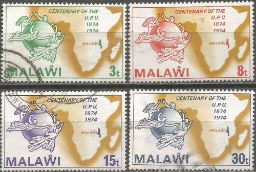 MALAWI 1974 CENTENARY UNIVERSAL POSTAL UNION Sc#221-4 COMPLETE VF USED 0839
