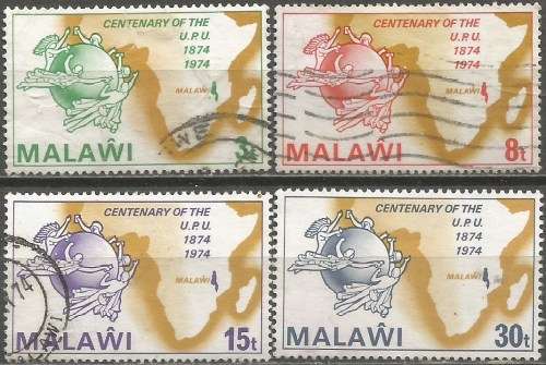 MALAWI 1974 CENTENARY UNIVERSAL POSTAL UNION Sc#221-4 COMPLETE VF USED 0839
