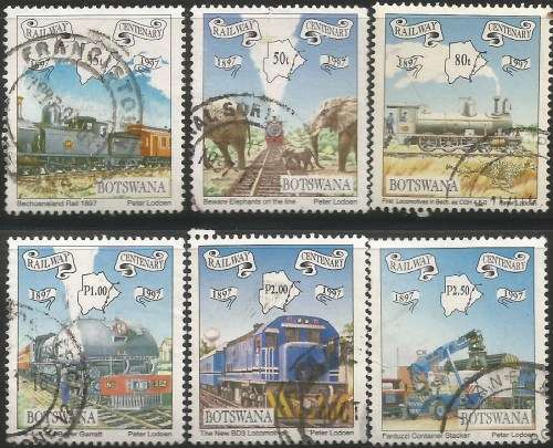 BOTSWANA 1997 RAILWAY CENTENARY Sc#638-43 COMPLETE USED SET 0072