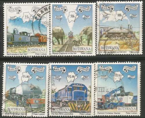 BOTSWANA 1997 RAILWAY CENTENARY Sc#638-43 COMPLETE USED SET 0072