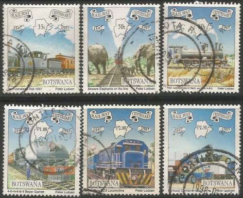 BOTSWANA 1997 RAILWAY CENTENARY Sc#638-43 COMPLETE USED SET 0072