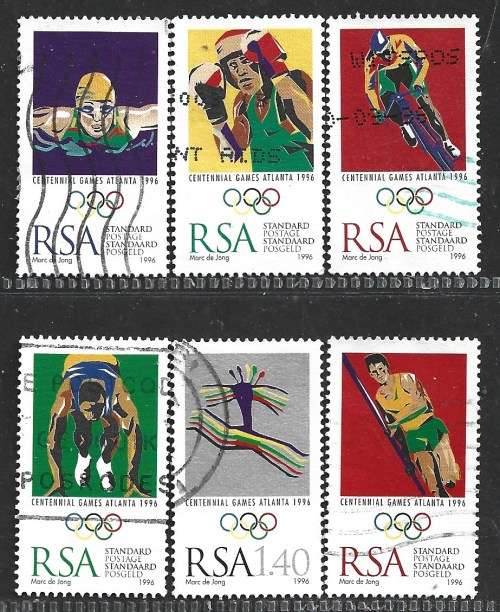 SOUTH AFRICA 1996 OLYMPIC GAMES SPORT SC946a-e7 COMPLETE difficult to get POSTAL USED SET 0155