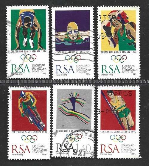 SOUTH AFRICA 1996 OLYMPIC GAMES SPORT SC946a-e7 COMPLETE difficult to get POSTAL USED SET 0155