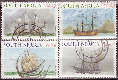 SOUTH AFRICA 1999 SOUTH AFRICA SAILING SHIPS Sc1102-5 COMPLETE POSTALLY USED SET 1052