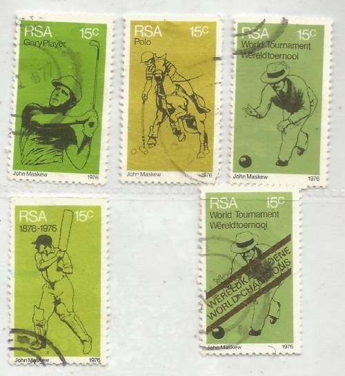 SOUTH AFRICA 1976 SPORT CRICKET POLO GOLF BOWLING + BOWLING WINNERS USED 0036